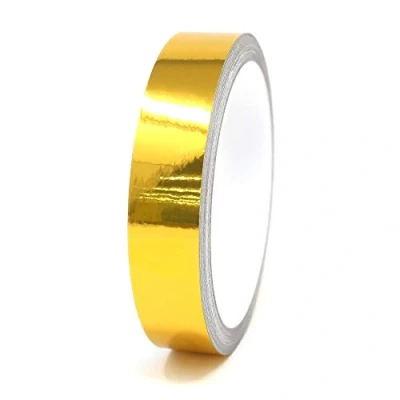 Abbildung von 8,5 Meter Glanz Zierstreifen Auto Motorrad Boot Modellbau Silber Chrom Finest Folia Dekorstreifen Seitenstreifen Klebestreifen (Chrom Gold, 12mm Breite)