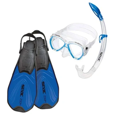 Abbildung von Seac Jungen Set Zoom Schnorchelset Taucherbrille Mit Schnorchel Und Flossen, blau, 36 38