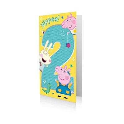 Abbildung von Danilo Promotions Limited Geburtstagskarte zum 2. Geburtstag, Peppa Wutz, Happy 2nd Birthday Karte, mehrfarbig, 22,9 x 12,7 cm