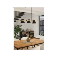 Abbildung von Eglo 43956 Hängeleuchte MACCLES Stahl, Holz schwarz, braun E27 3X15W L:78cm B:18cm H:110cm dimmbar
