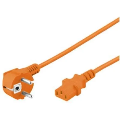 Abbildung von kab24® Stromkabel Netzkabel Powerkabel (2m, orange Schutzkontakstecker gewinkelt auf Kaltgerätebuchse gerade)