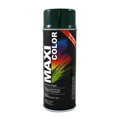 Abbildung von Maxi Color NEW QUALITY Sprühlack Lackspray Glanz 400ml Universelle spray Nitro zellulose Farbe schnell trocknender Sprühfarbe (RAL 6005 moosgrün glänzend)
