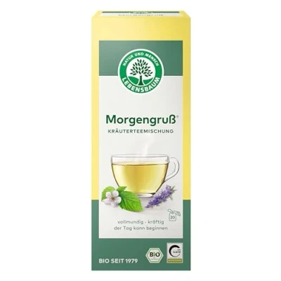 Abbildung von Lebensbaum Morgengruß, Bio Kräutertee, kräftige Kräuterteemischung mit Fenchel, Pfefferminze &amp; Ysop, vegan, 20 Teebeutel, 30g