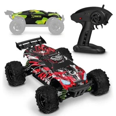 Abbildung von Overmax RC Auto MONSTER 3.5 Sport (2 Bodykits, Rot und Schwarz Grün Body Kit), 2x Akku / 40 min 4x4 Extra Bodykit