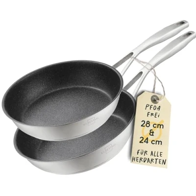 Abbildung von SILBERTHAL Induktion Pfannen Set Bratpfannen 2er Induktionsgeeignet 28cm &amp; 24cm Edelstahl Beschichtet