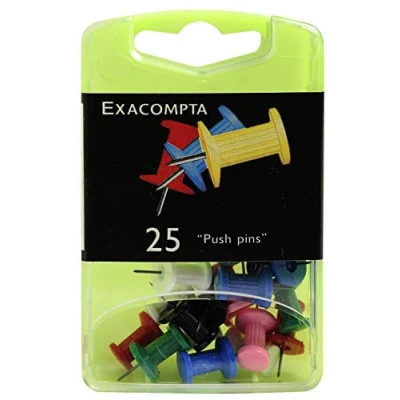 Abbildung von Exacompta 14740E 25er Pack Pinwandnadel 7mm Spitzenlänge farbig sortiert Push Pins Stoßnadel in praktischer Aufbewahrungsbox