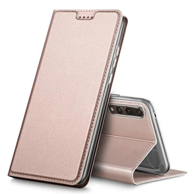 Abbildung von Verco Handyhülle für P20 Pro, Premium Handy Flip Cover Huawei Pro Hülle [integr. Magnet] Book Case PU Leder Tasche, Rosegold