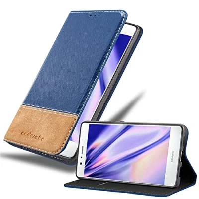 Abbildung von Cadorabo Hülle kompatibel mit Huawei P9 LITE 2016 / G9 aus Kunst Leder Flip Klappbare Magnetische [Standfunktion] [Kartenfächern] Cover für Tasche in Blau