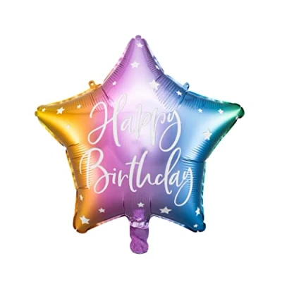 Abbildung von Regenbogen Folienballon Happy Birthday Ballon Stern Geburtstag Dekoballon Luftballon Deko Geburtstagsballon Sternform 40cm