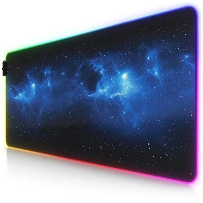 Abbildung von CSL Computer XXL RGB Gaming Mauspad LED Schreibtischunterlage 900 x 400 mm Übergröße Multi Color 11 Beleuchtungsmodi 7 Farben plus 4 Effektmodi waschbar Sterne