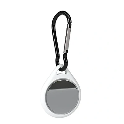 Abbildung von EAZY CASE Schlüsselanhänger für AirTag Anhänger Hülle Weiß Silikon AirTags Schutzhülle Air Tracker mit Karabiner Schwarz geeignet auch als Tag Kinder, Katze, Hund