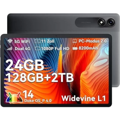 Abbildung von Blackview Tablet 11 Zoll Cellular, Tab 90 Android 14 Tablet, 24GB RAM+128GB ROM(2TB TF), 4G LTE 5G WiFi PC, Gaming mit 8200mAh Akku, Dual Kamera, Widevine L1