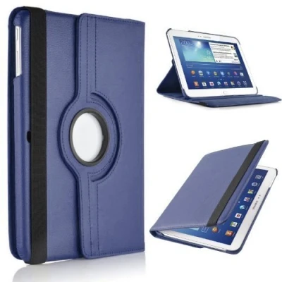 Abbildung von TechDealsUK 360 Degree drehbar aus Leder mit Standfunktion für Samsung Galaxy Tab 2 10.1 P5100 P5110 Displayschutzfolie und Eingabestift blau