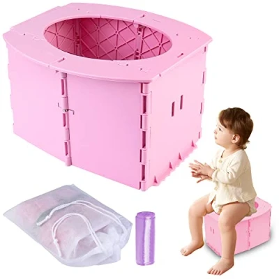 Abbildung von Töpfchen für Unterwegs Faltbarer Toilettensitz Kinder, Vegena Kindertoilette mit Taschen WC Auto Camping Reise