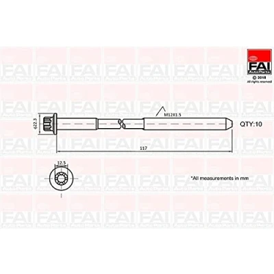 Abbildung von FAI AutoParts B1018 Zylinderkopfschraubensatz Außen Torx 10 RENAULT: ESPACE 3, MEGANE 2 Coupe Cabriolet, CLIO 2, OPEL: Vivaro A Kastenwagen