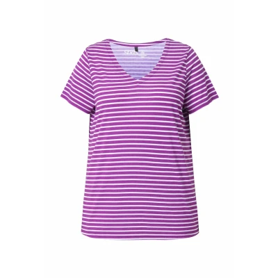 Abbildung von Ulla Popken Striped Antibacterial Short Sleeve Tshirt print, Damen, Größe: 42/44, Light plum