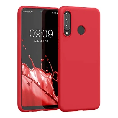 Abbildung von kwmobile Hülle kompatibel mit Huawei P30 Lite weiches TPU Silikon Case Cover geeignet für kabelloses Laden Klassisch Rot