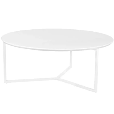 Abbildung von FINEBUY Couchtisch FB45682 (MDF Holz Weiß Matt Gestell Metall ø 80 cm Rund), Großer Wohnzimmertisch, Sofatisch Kaffeetisch