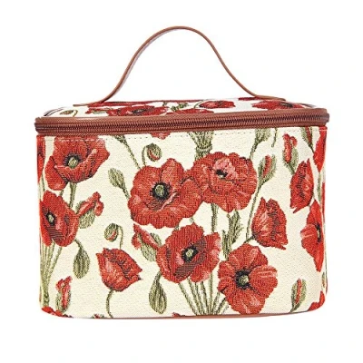 Abbildung von Signare Tapisserie kulturtasche,Damen, Make up Tasche, Kosmetikkoffer, aufbewahrung mit Blumenmustern. (Mohnblume)