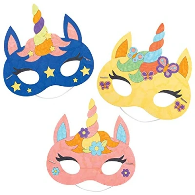 Abbildung von Baker Ross AT309 Einhorn Masken, 8 Stück, zum Basteln und Basteln, für Kinder, 19 cm