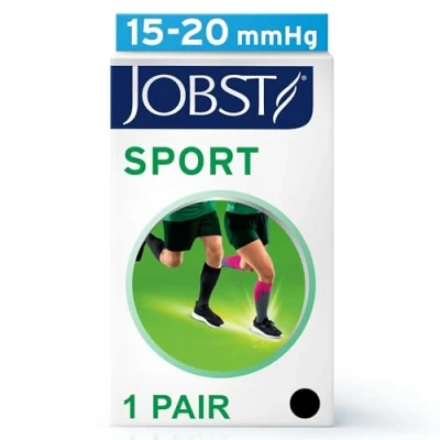 Abbildung von JOBST Sport Laufstrümpfe Sportkompression für Damen und Herren hilft, die Durchblutung zu verbessern weich, leicht atmungsaktiv, Cool Black, S