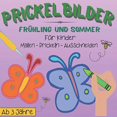 Abbildung von Prickelbilder für Kinder Frühling und Sommer Malen, Prickeln, Ausschneiden: Prickelblock Bastelbuch ab 3 Jahre