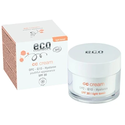 Abbildung von eco cosmetics Bio CC Cream, Tagescreme getönt hell mit OPC, Q10 und Hyaluronsäure, vegane Anti Faltencreme, LSF 30, 1x 50ml