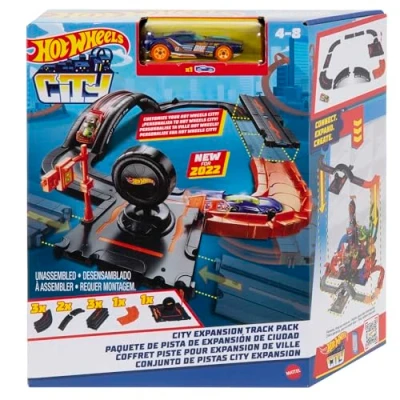 Abbildung von Mattel® Autorennbahn Hot Wheels City Track Pack 10137622, 10 teilig Erweiterung Rennbahn Autorennstrecke Streckenteile
