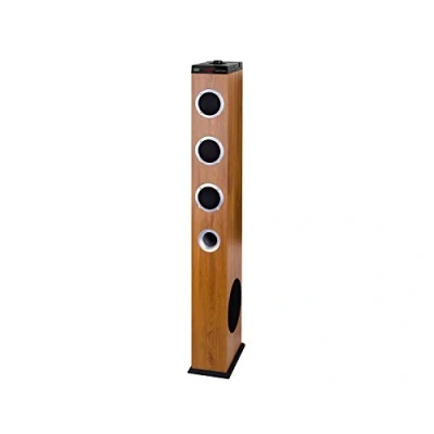 Abbildung von Trevi XT 10A8 BT, Bluetooth Lautsprecher, leistungsstark, mit Fernbedienung, Leistung 60 W, USB Aufladung, AUX IN, MP3, oberem Standfuß für Tablet, Smartphone, Holz