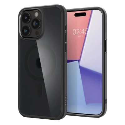 Abbildung von Spigen für iPhone 15 Pro Ultra Hybrid Frost MagFit Hülle [Anti Yellowing] Case Handyhülle Transparent Dünn Slim Kompatibel mit MagSafe Schwarz