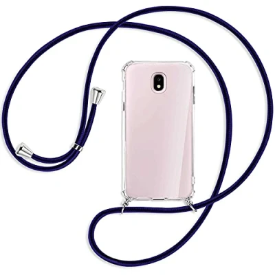 Abbildung von mtb more energy® Handykette kompatibel mit Samsung Galaxy J5 2017 (SM J530, 5.2&#039;&#039;) Blue Line Smartphone Hülle zum Umhängen Anti Shock Full TPU Case