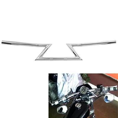Abbildung von HDBUBALUS Motorrad Lenker, 22 mm, Drag Z Bar, für Harley, Honda, Yamaha, Suzuki, Kawasaki, Chopper, Bobber Touring Custom, Chrom