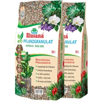 Abbildung von Blusana Mineralisches Pflanzsubstrat für Pflanzen 6 Monate vorgedüngt 20 Liter Bims Lava Stein Zeolith Ton Mix Granulat feine Körnung 2 5 mm pH neutral Hydrokultur Drainage &amp; Dekoration