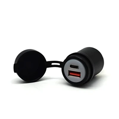Abbildung von Cliff Top DIN USB Ladegerät 28W PD C und QC 3.0 Stecker Adapter für Buchse, kompatibel mit BMW Ducati Triumph Motorräder