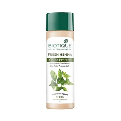 Abbildung von Bio Heena Leaf Fresh Texture Shampoo und Conditioner mit Farbe für dunkles Haar