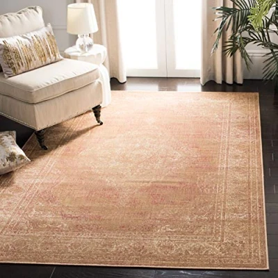 Abbildung von SAFAVIEH Traditionell Teppich für Wohnzimmer, Esszimmer, Schlafzimmer Vintage Collection, Kurzer Flor, Hellbraun und Elfenbein, 160 X 229 cm
