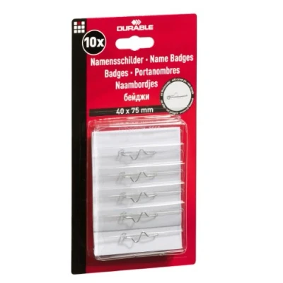Abbildung von Durable Namensschild, Wellennadel, verdeckte Spitze, transp. Kunststoff, 75 x 40 mm, 10 St, 860819