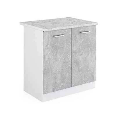 Abbildung von Vicco Spülenunterschrank R Line, Beton/Weiß, 80 cm, AP Marmor