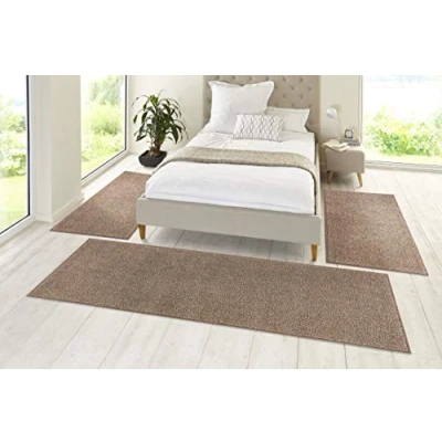 Abbildung von HANSE Home Bettumrandung &quot;Pure 100&quot;, (3 tlg.), Kurzflor, Unifarben, Teppich, Bettläufer, Bettvorleger, Teppichläufer