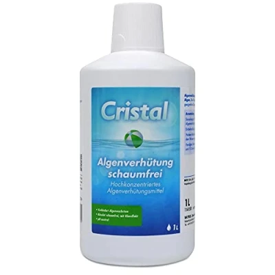 Abbildung von Cristal Algenverhütung 1 l SCHAUMFREI Verhindert Algenwachstum im Pool Algenvernichter Algizid Algenschutz Algezid für &amp; Whirlpool