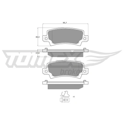 Abbildung von TOMEX brakes TX 13 75 Bremsbelagsatz Hinterachse mit akustischer Verschleißwarnung Zubehör TOYOTA: Corolla IX Schrägheck, Kombi