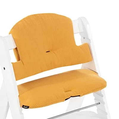 Abbildung von hauck Sitzkissen für Alpha+, Beta+ &amp; Arketa Holzhochstuhl Highchair Pad Select, Anti Rutsch Noppen, Doppelte Polsterung an Rückenlehne, Einfache Befestigung am Kinderstuhl (Muslin Honey)