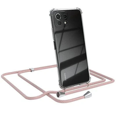 Abbildung von EAZY CASE Handykette kompatibel mit Xiaomi Mi 11 Lite/Mi Lite 5G / NE Handyhülle Umhängeband, Handykordel Schutzhülle, Silikonhülle, Hülle Band, Stylische Kette, Rosé Gold