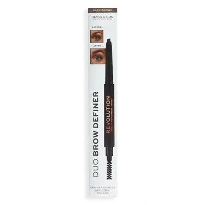 Abbildung von Makeup Revolution DUO BROW Definer Pencil Augenbrauenstift, Größe: 0.25 g, Dark brown