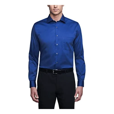 Abbildung von Van Heusen Herren Dress Shirt Regular Fit Flex Collar Stretch Solid Smokinghemd, königsblau, 43 cm Hals 86 89 Ärmel