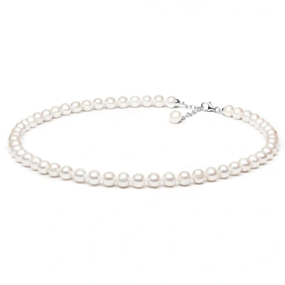 Abbildung von Gaura Pearls Perlenkette Klassisch weiß rund 7.5 8 mm 45 cm echte Süßwasserzuchtperlen, 925er rhodiniertes Silber