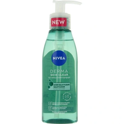 Abbildung von NIVEA Derma Skin Clear Gesichtsreinigungsgel (1 x 150 ml), Formel Reinigungscreme für unreine Haut, Gesichtsgel mit Salicylsäure &amp; Niacinamid