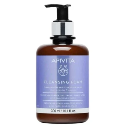 Abbildung von Apivita Reinigungsschaum für Gesicht &amp; Augen 300ml Schäumender Gesichtsreiniger Make up Entferner Mit Lavendel, Olive und Propolis Reinigt sanft, spendet Feuchtigkeit, antioxidativer Schutz