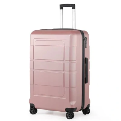 Abbildung von TANTOMI Hartschalen Handgepäck Koffer Groß aus ABS+PC Reisekoffer mit 4 Drehbaren Rollen (360), Trolley Aluminium Teleskopstange und 3 Stelige Zahlenschloss (XL 95L, Rosa Gold)