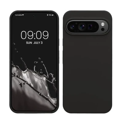 Abbildung von kwmobile Hülle kompatibel mit Google Pixel 9 Pro XL Silikon Handy Case Handyhülle weiche Oberfläche kabelloses Laden Schwarz matt